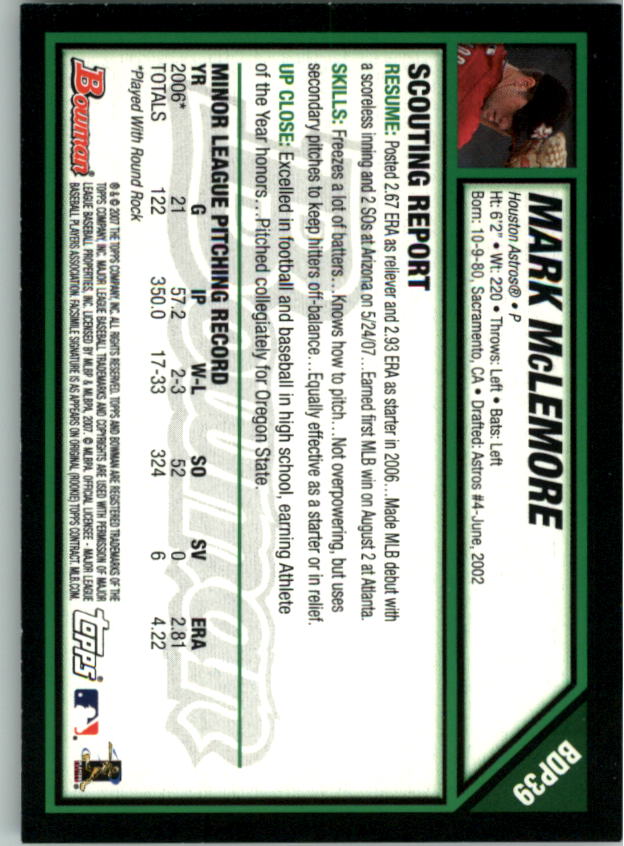 2007 Bowman Draft Baseball Part 1 Main Set (Paper) - Picture 79 of 316