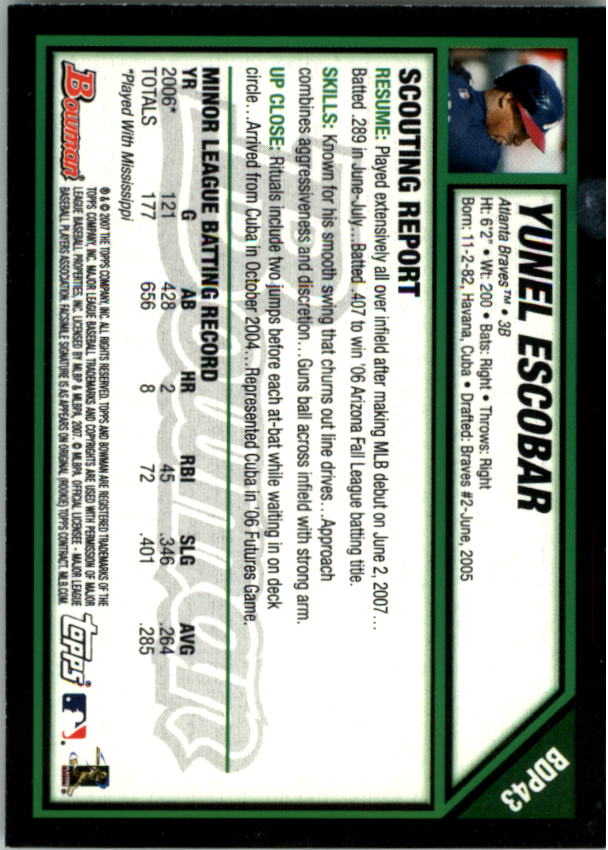 2007 Bowman Draft Baseball Part 1 Main Set (Paper) - Picture 87 of 316