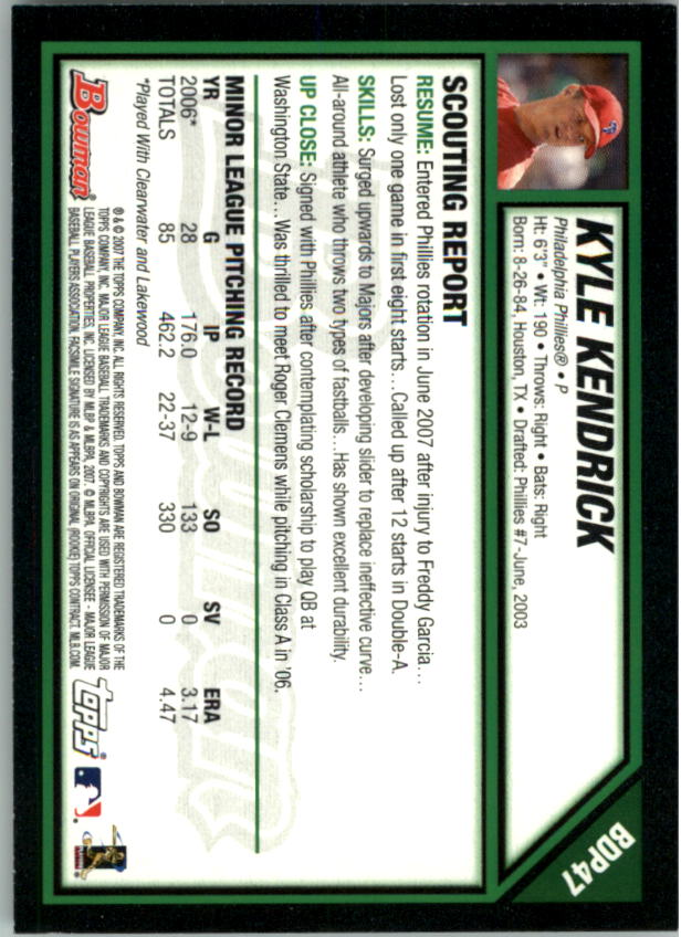 2007 Bowman Draft Baseball Part 1 Main Set (Paper) - Picture 95 of 316