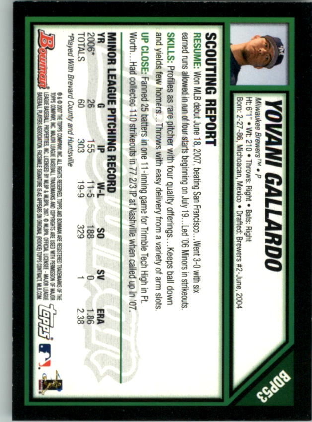 2007 Bowman Draft Baseball Part 1 Main Set (Paper) - Picture 107 of 316