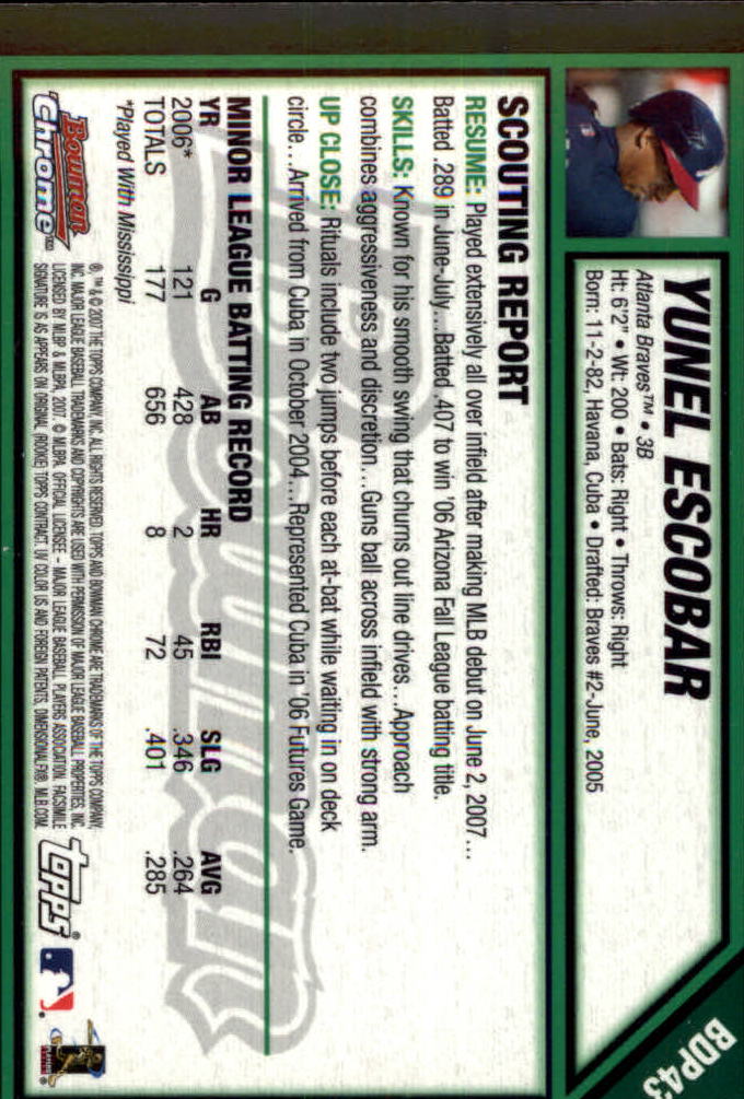 2007 Bowman Chrome Draft Baseball - Picture 84 of 360