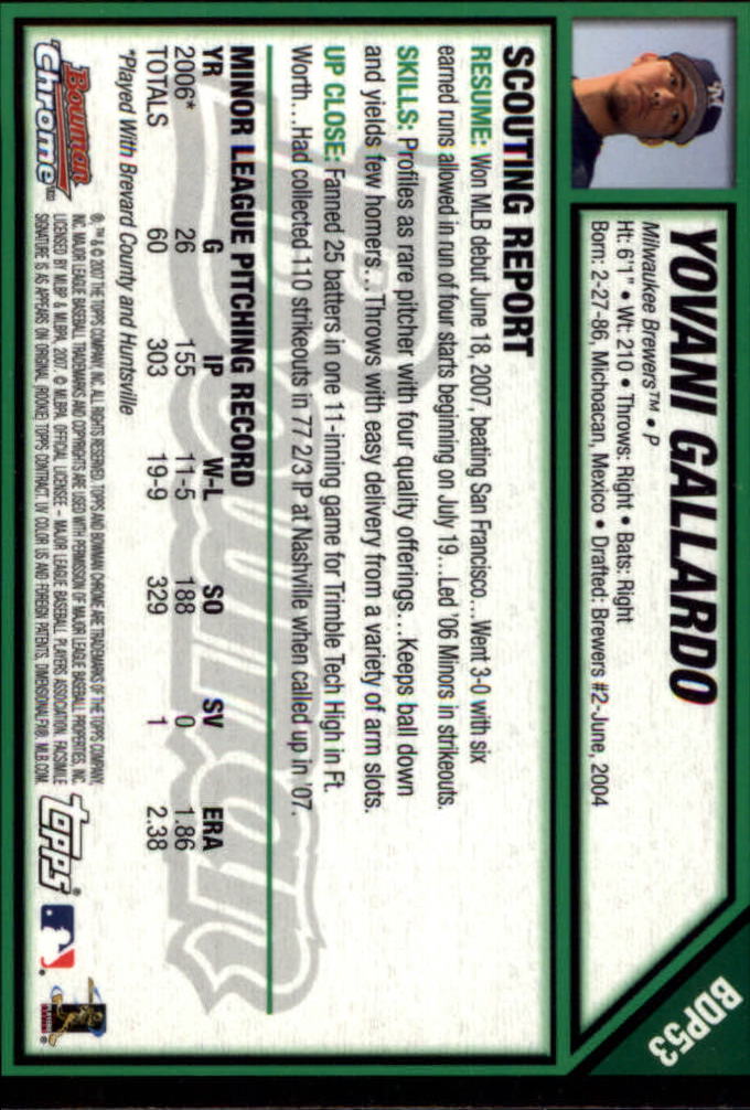 2007 Bowman Chrome Draft Baseball - Picture 104 of 360
