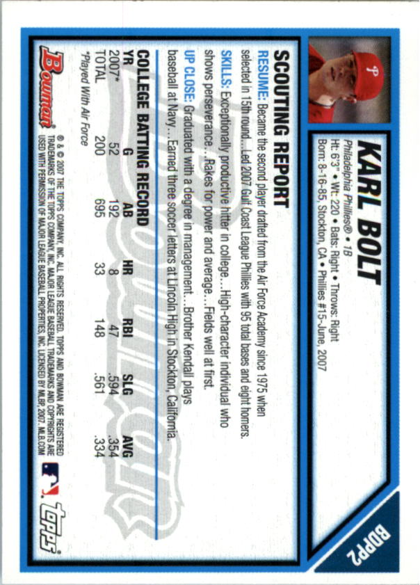 2007 Bowman Draft Baseball Part 1 Main Set (Paper) - Picture 113 of 316