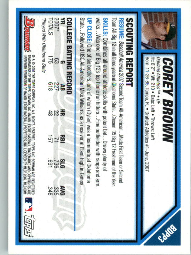 2007 Bowman Draft Baseball Part 1 Main Set (Paper) - Picture 115 of 316