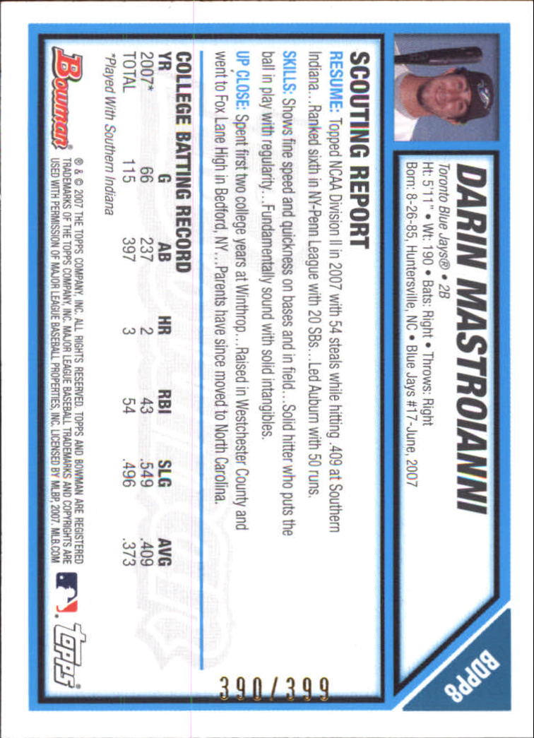2007 Bowman Draft Baseball Part 1 Main Set (Paper) - Picture 125 of 316