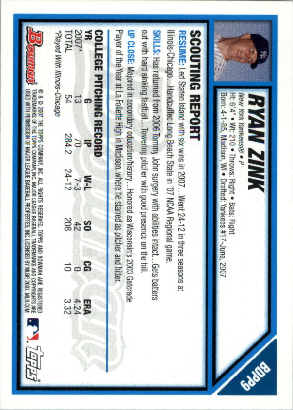 2007 Bowman Draft Baseball Part 1 Main Set (Paper) - Picture 127 of 316