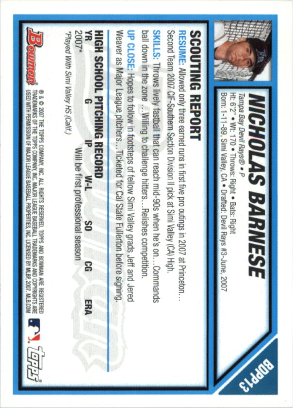 2007 Bowman Draft Baseball Part 1 Main Set (Paper) - Picture 133 of 316
