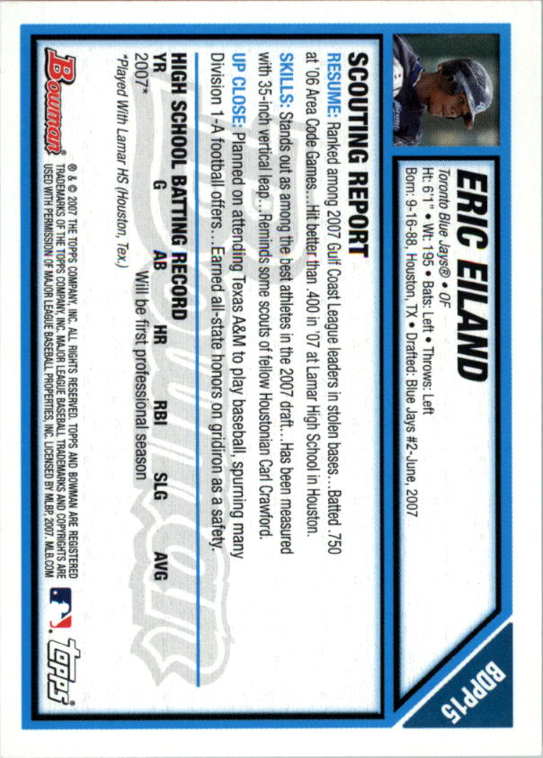 2007 Bowman Draft Baseball Part 1 Main Set (Paper) - Picture 136 of 316