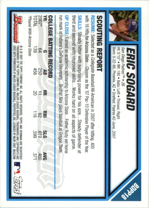2007 Bowman Draft Baseball Part 1 Main Set (Paper) - Picture 142 of 316