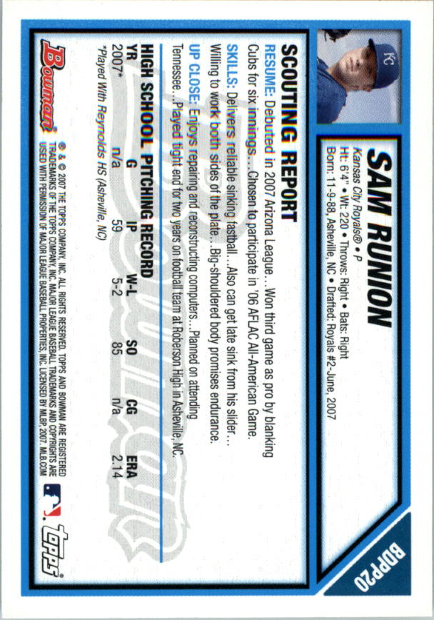 2007 Bowman Draft Baseball Part 1 Main Set (Paper) - Picture 146 of 316