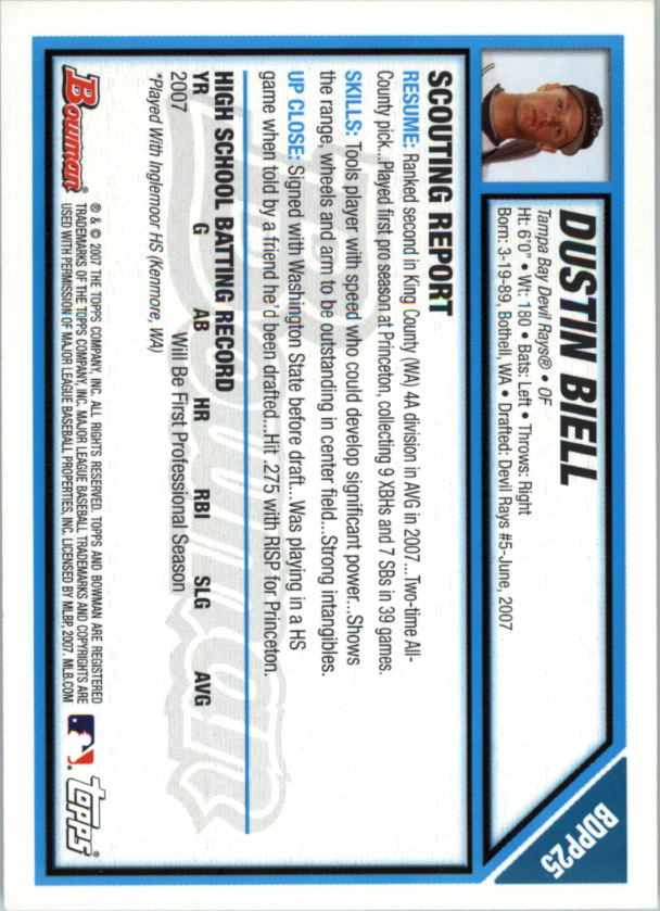2007 Bowman Draft Baseball Part 1 Main Set (Paper) - Picture 156 of 316