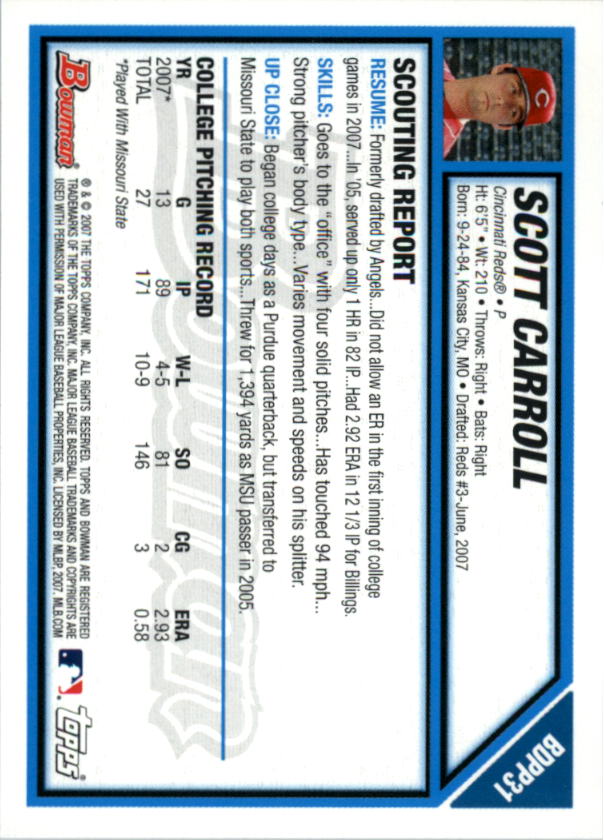 2007 Bowman Draft Baseball Part 1 Main Set (Paper) - Picture 166 of 316
