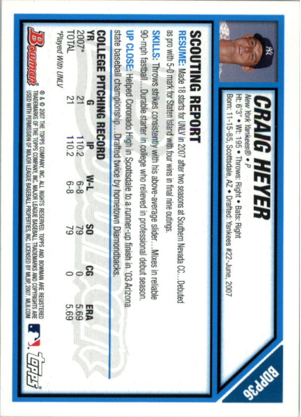 2007 Bowman Draft Baseball Part 1 Main Set (Paper) - Picture 176 of 316