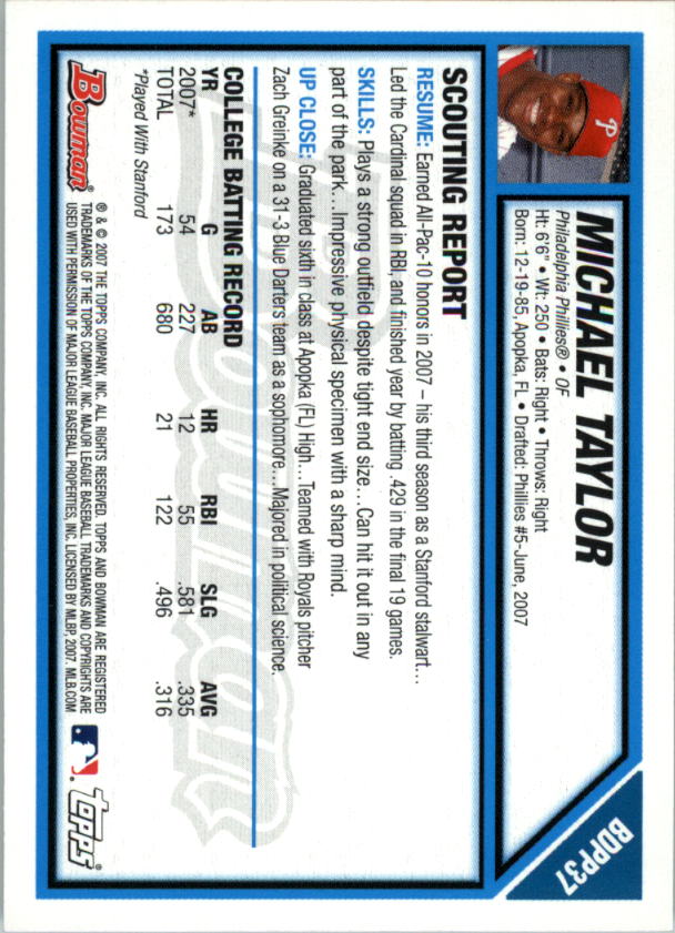 2007 Bowman Draft Baseball Part 1 Main Set (Paper) - Picture 178 of 316