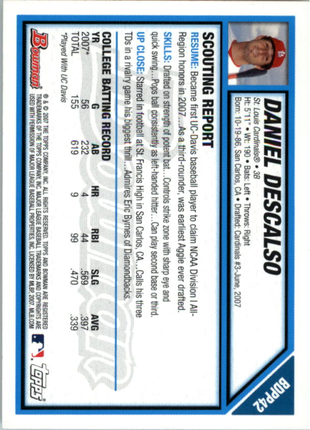 2007 Bowman Draft Baseball Part 1 Main Set (Paper) - Picture 188 of 316