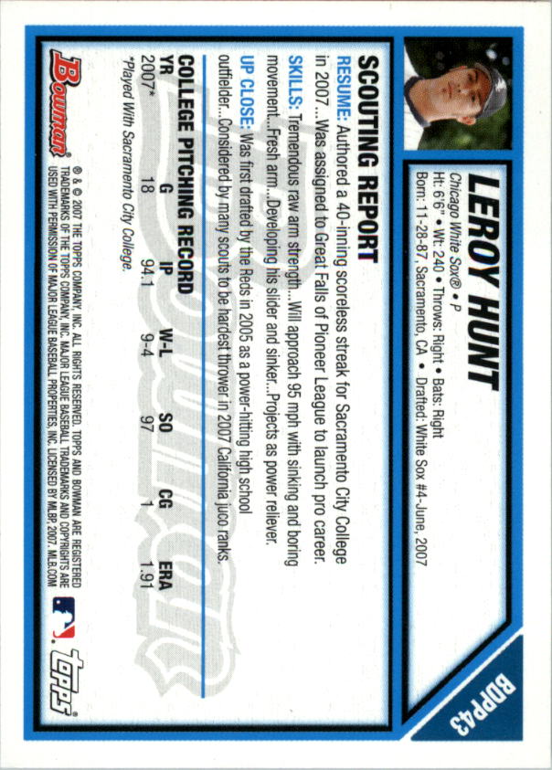 2007 Bowman Draft Baseball Part 1 Main Set (Paper) - Picture 190 of 316