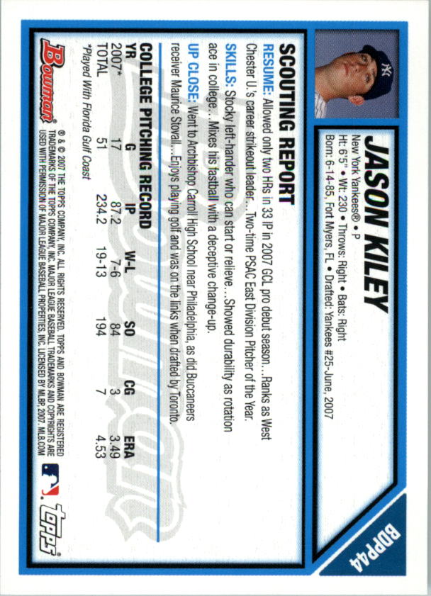 2007 Bowman Draft Baseball Part 1 Main Set (Paper) - Picture 192 of 316