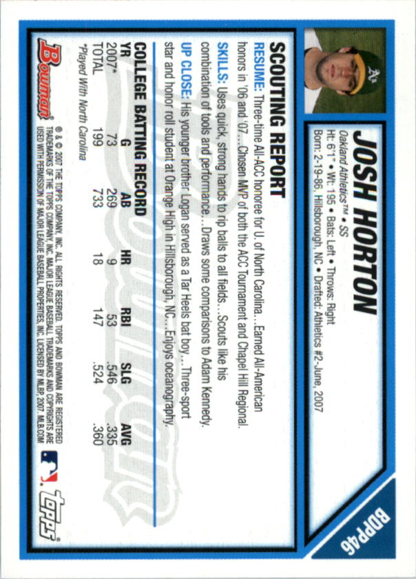 2007 Bowman Draft Baseball Part 1 Main Set (Paper) - Picture 196 of 316