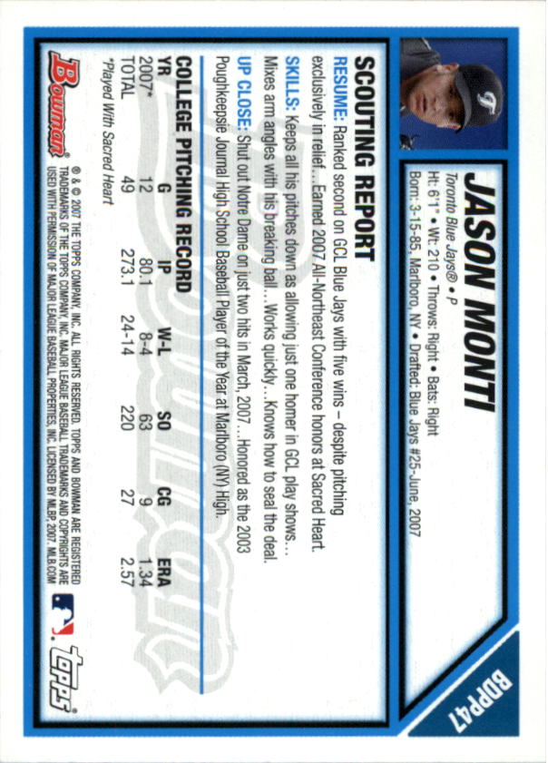 2007 Bowman Draft Baseball Part 1 Main Set (Paper) - Picture 198 of 316