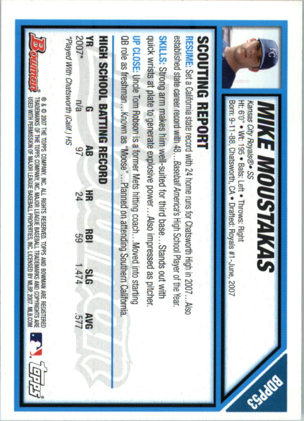 2007 Bowman Draft Baseball Part 1 Main Set (Paper) - Picture 208 of 316