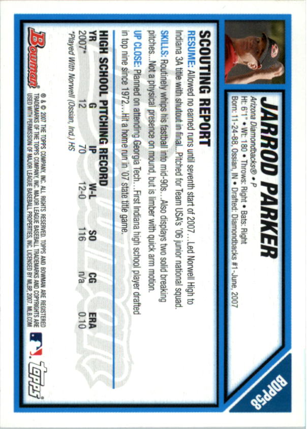 2007 Bowman Draft Baseball Part 1 Main Set (Paper) - Picture 218 of 316