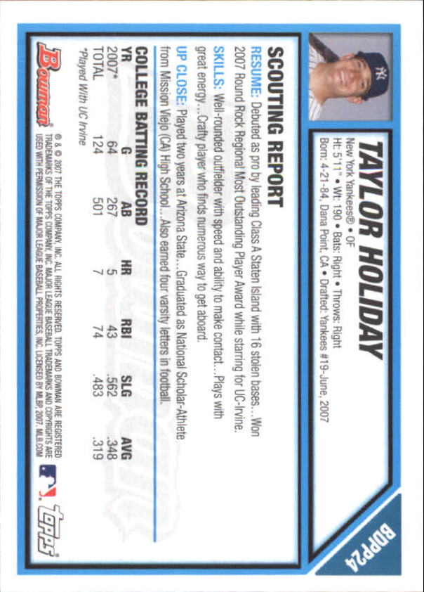 2007 Bowman Chrome Draft Baseball - Picture 150 of 360