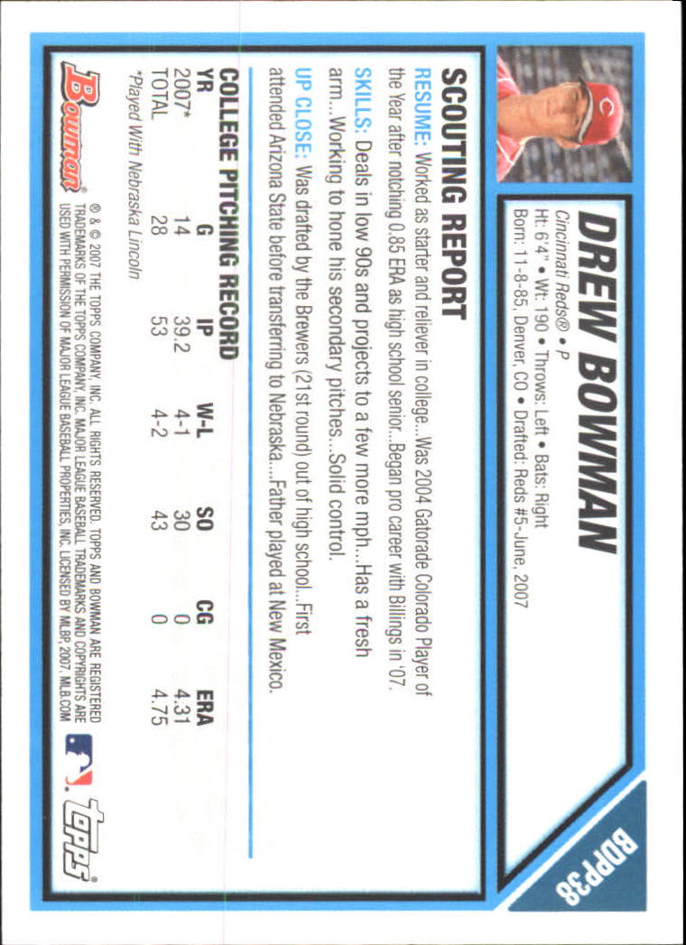 2007 Bowman Chrome Draft Baseball - Picture 176 of 360