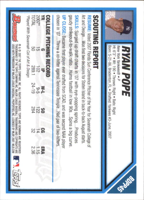 2007 Bowman Chrome Draft Baseball - Picture 189 of 360