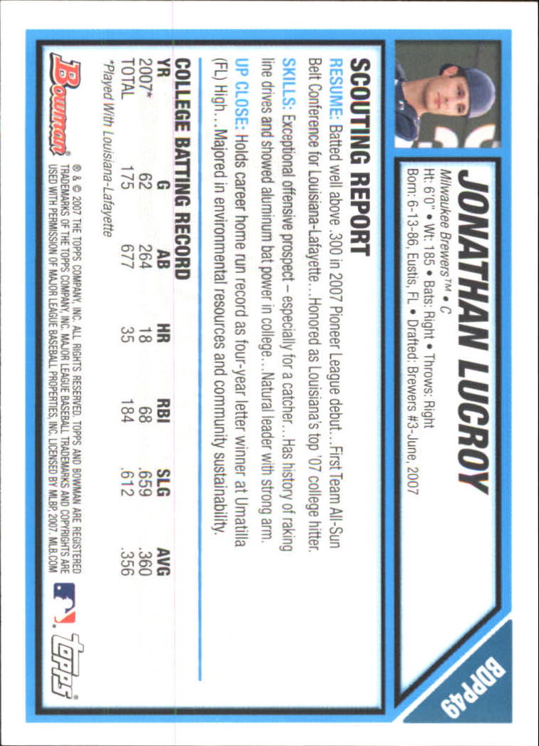 2007 Bowman Chrome Draft Baseball - Picture 197 of 360