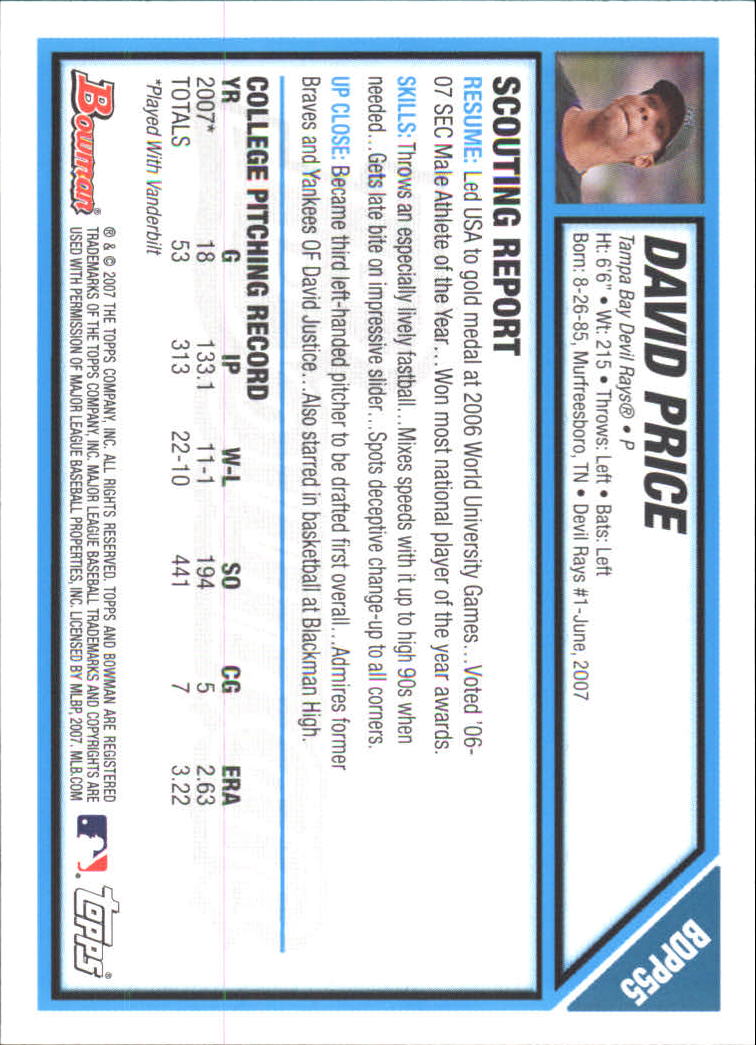 2007 Bowman Chrome Draft Baseball - Picture 209 of 360
