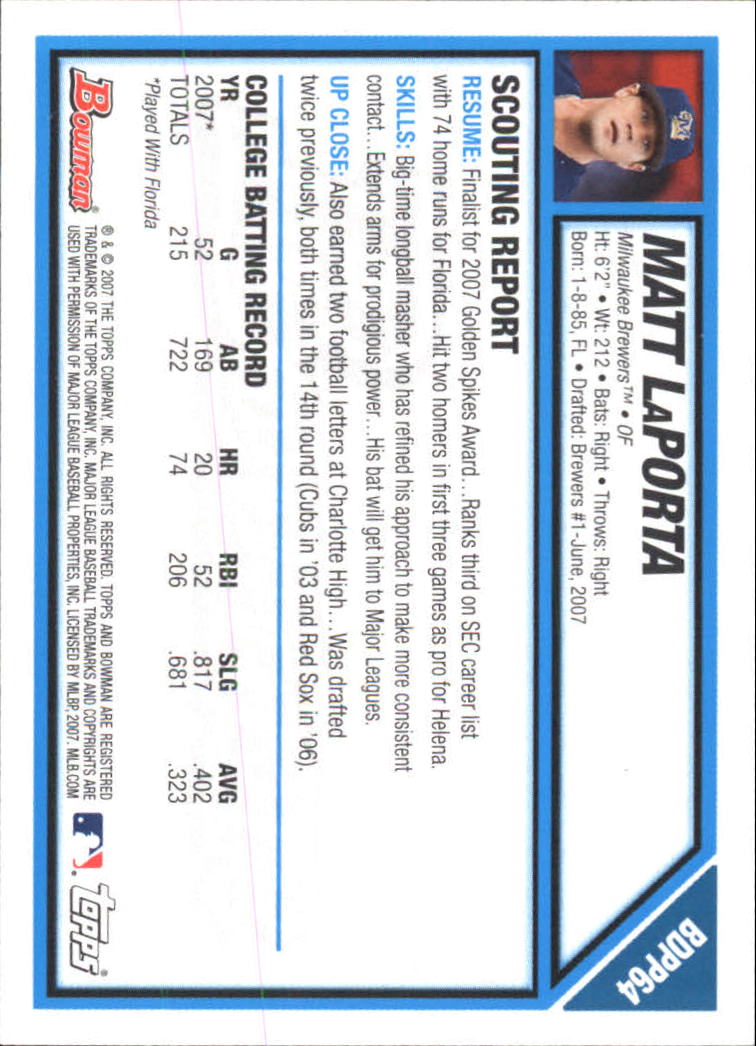2007 Bowman Chrome Draft Baseball - Picture 225 of 360