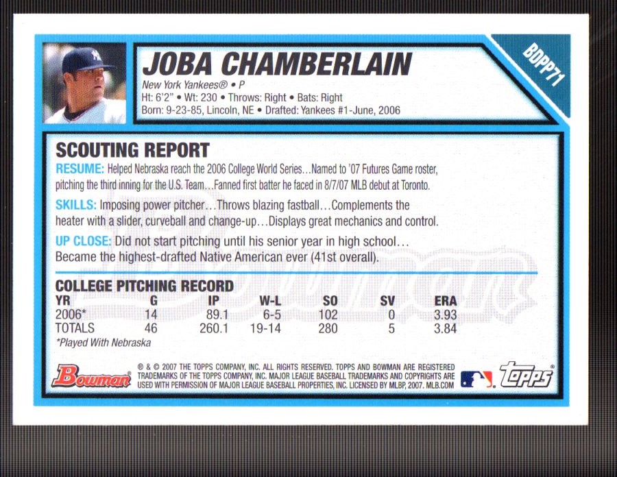 2007 Bowman Draft Baseball Part 1 Main Set (Paper) - Picture 242 of 316