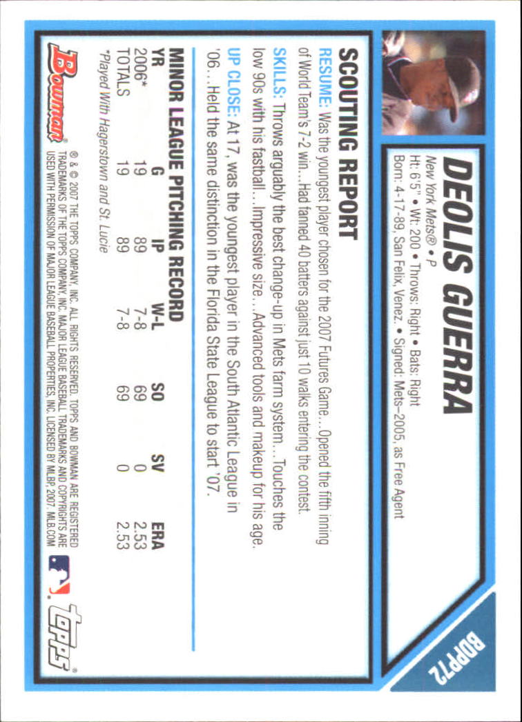 2007 Bowman Draft Baseball Part 1 Main Set (Paper) - Picture 244 of 316