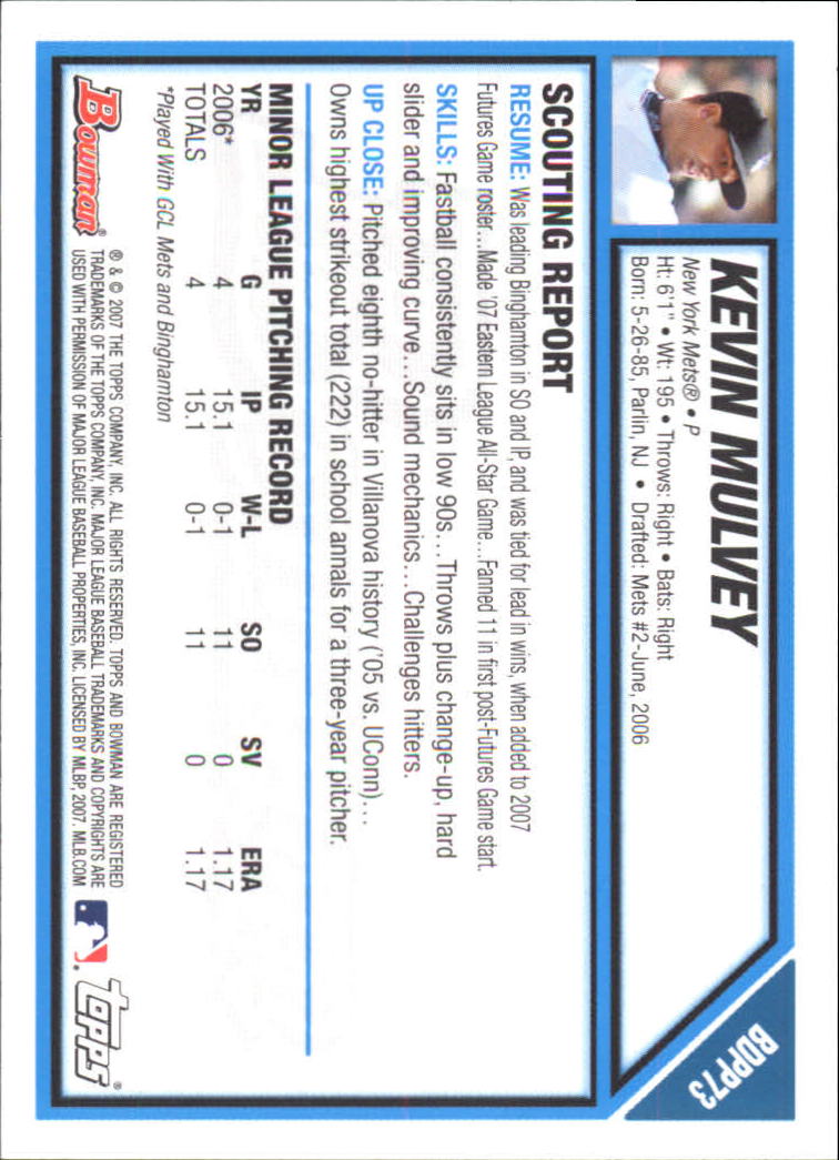 2007 Bowman Draft Baseball Part 1 Main Set (Paper) - Picture 246 of 316