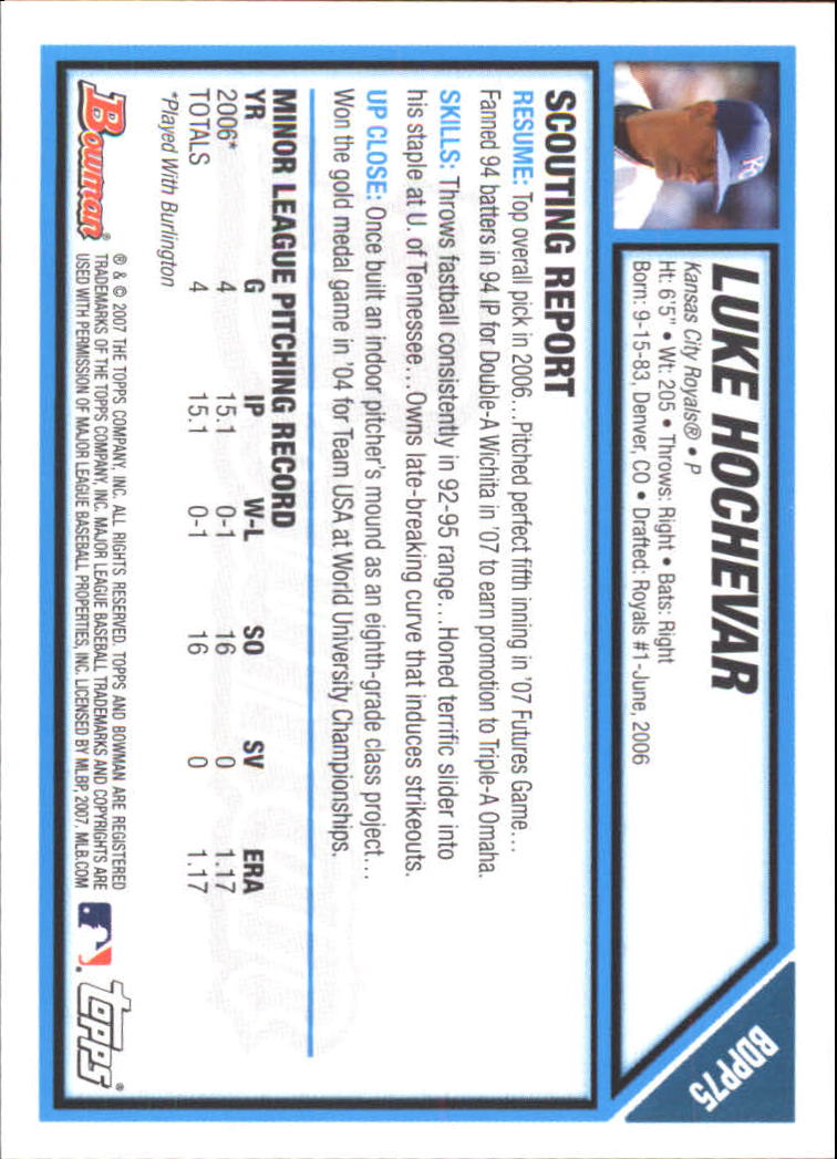 2007 Bowman Draft Baseball Part 1 Main Set (Paper) - Picture 250 of 316