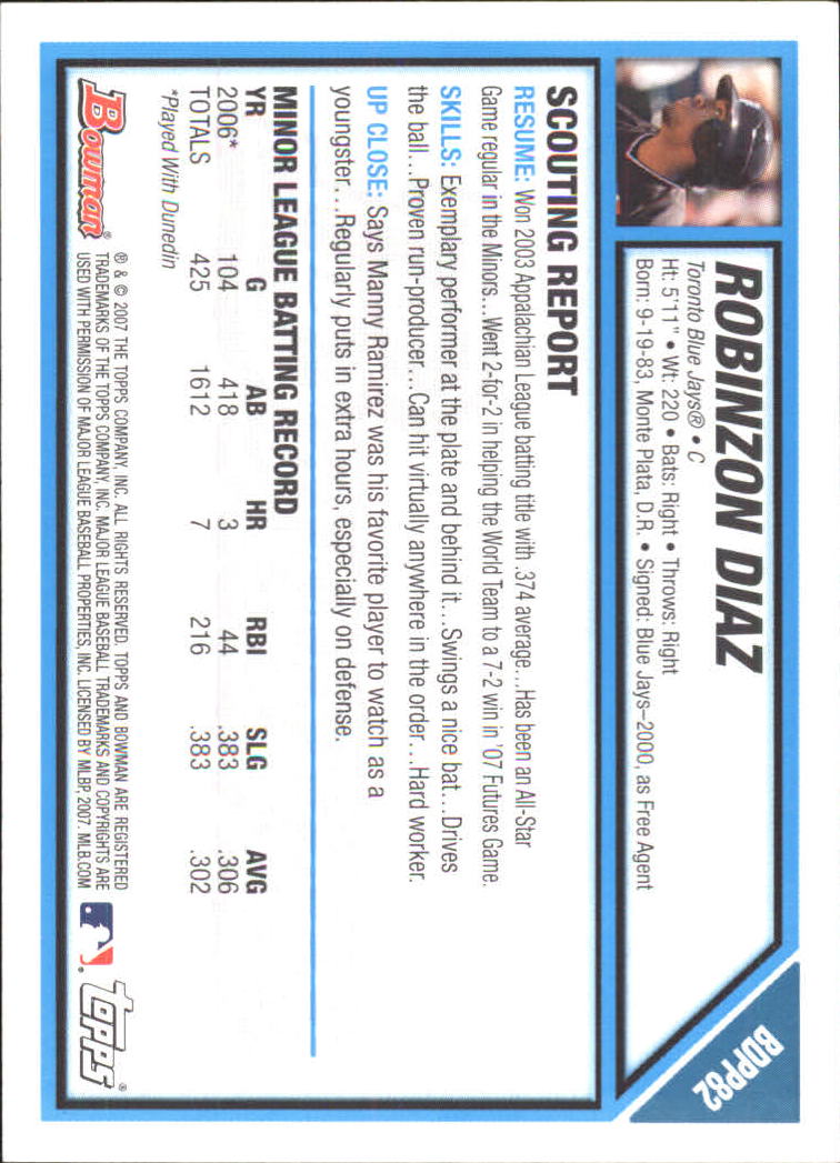 2007 Bowman Draft Baseball Part 1 Main Set (Paper) - Picture 260 of 316