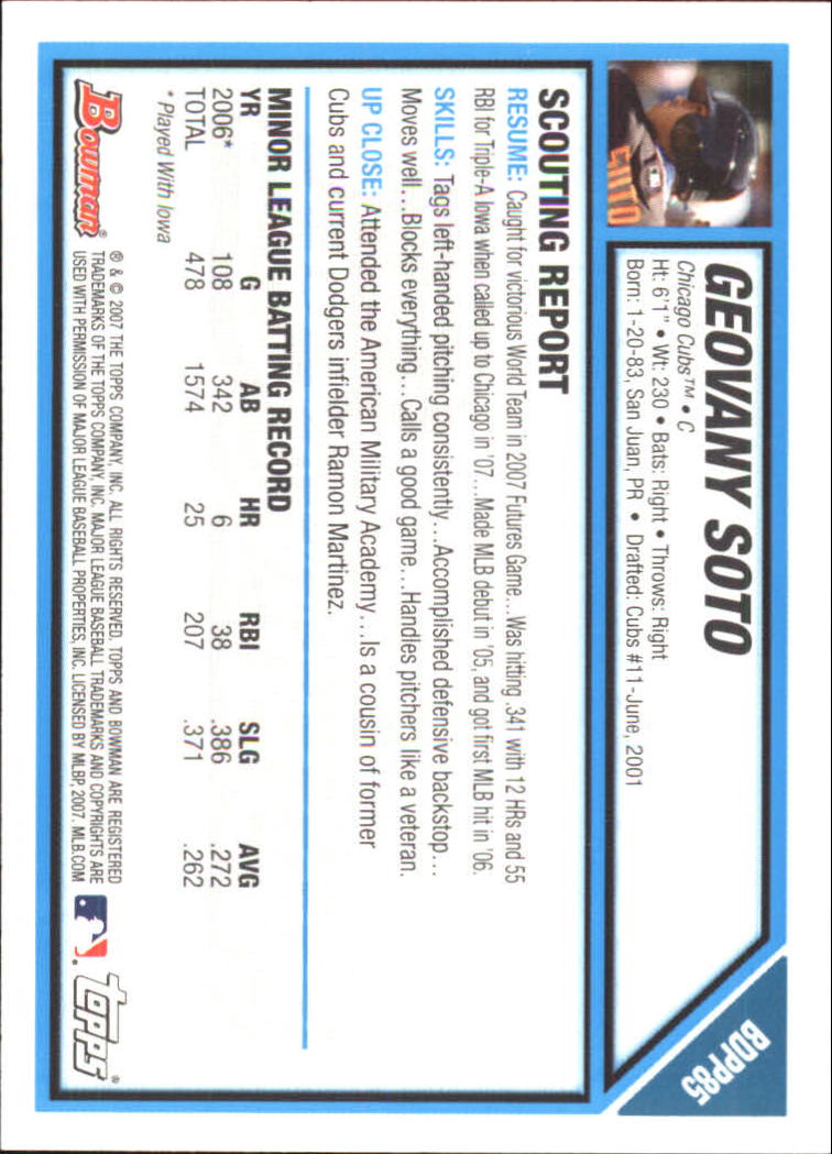 2007 Bowman Draft Baseball Part 1 Main Set (Paper) - Picture 266 of 316