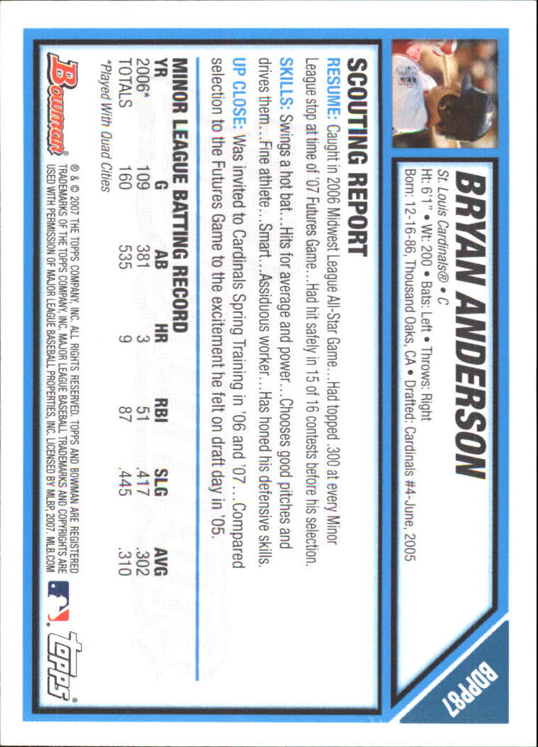 2007 Bowman Draft Baseball Part 1 Main Set (Paper) - Picture 270 of 316