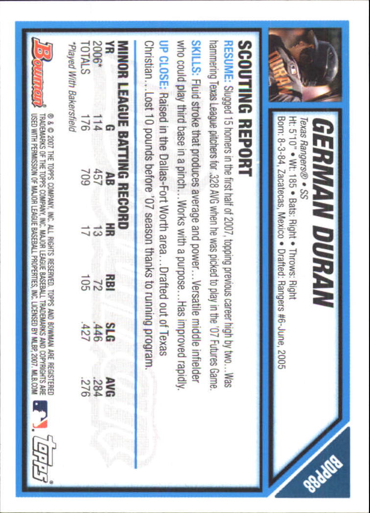 2007 Bowman Draft Baseball Part 1 Main Set (Paper) - Picture 272 of 316