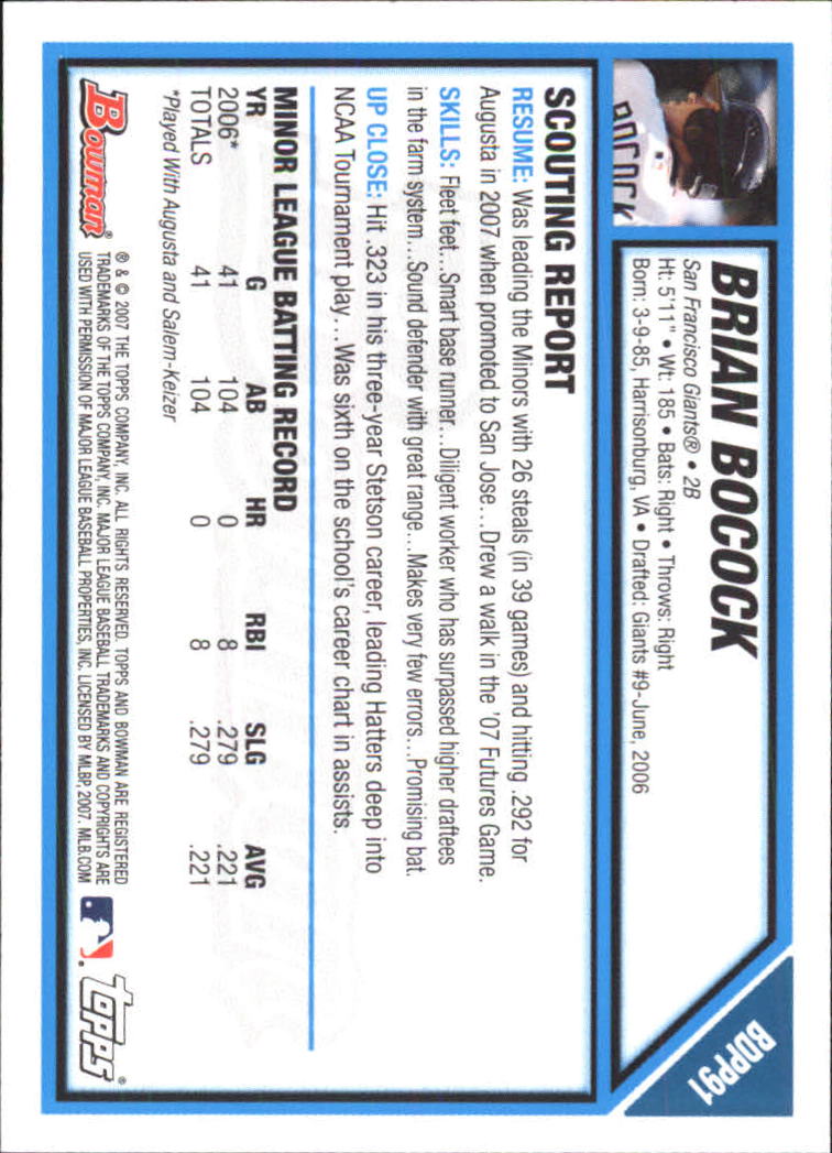 2007 Bowman Draft Baseball Part 1 Main Set (Paper) - Picture 278 of 316