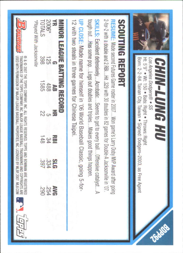 2007 Bowman Draft Baseball Part 1 Main Set (Paper) - Picture 280 of 316