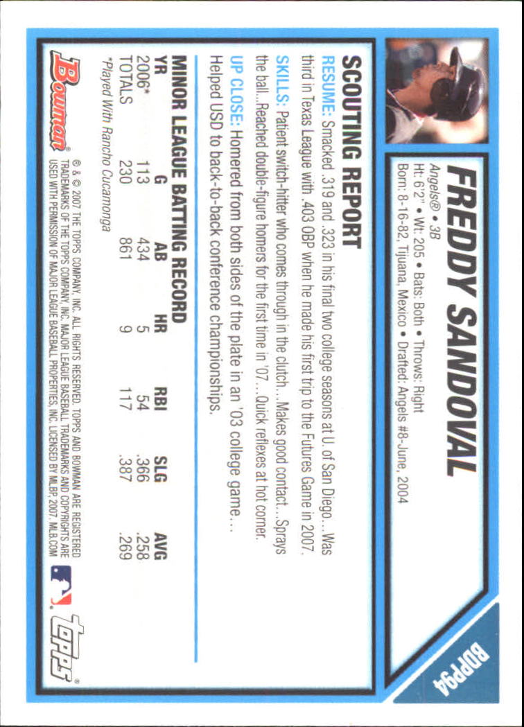 2007 Bowman Draft Baseball Part 1 Main Set (Paper) - Picture 284 of 316