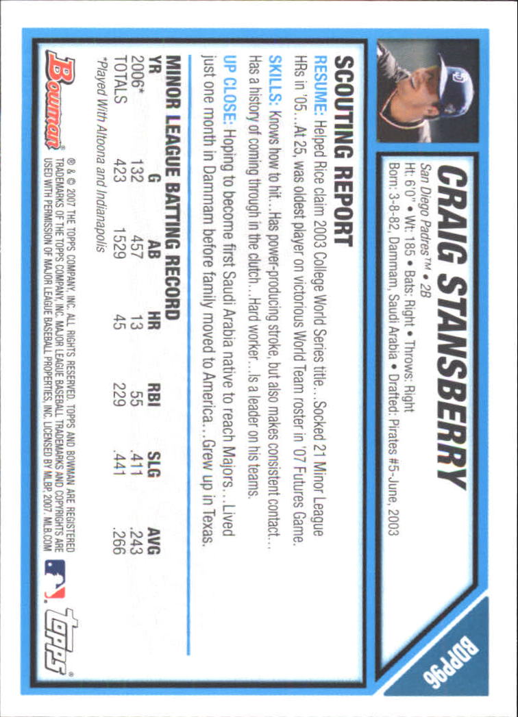 2007 Bowman Draft Baseball Part 1 Main Set (Paper) - Picture 288 of 316