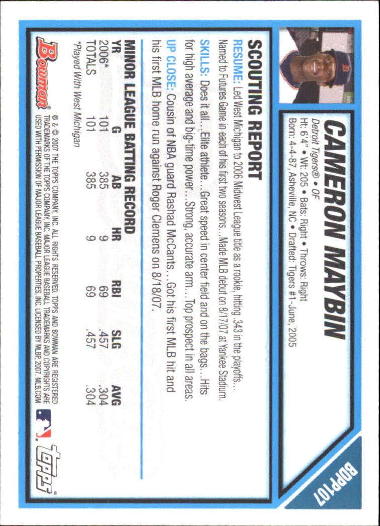 2007 Bowman Draft Baseball Part 1 Main Set (Paper) - Picture 310 of 316