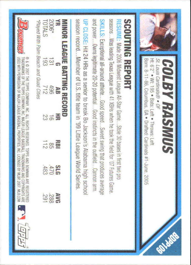 2007 Bowman Draft Baseball Part 1 Main Set (Paper) - Picture 314 of 316