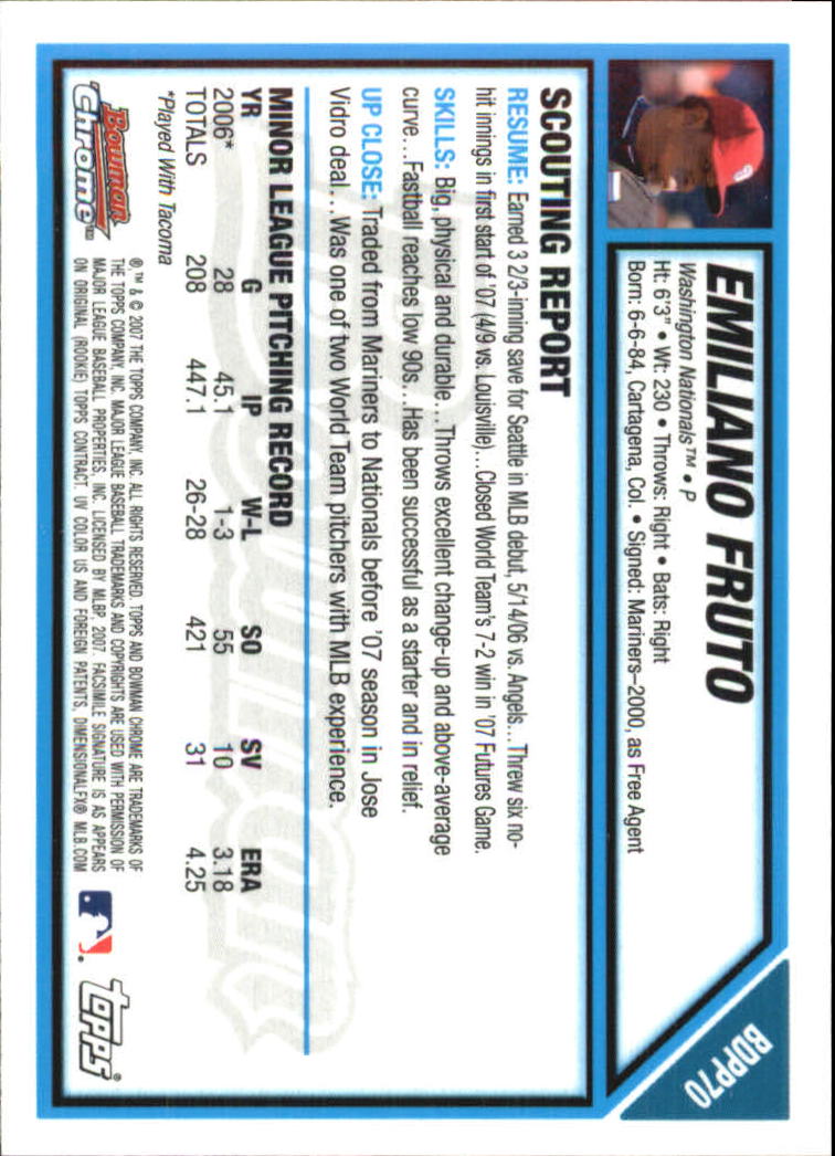 2007 Bowman Chrome Draft Baseball - Picture 254 of 360