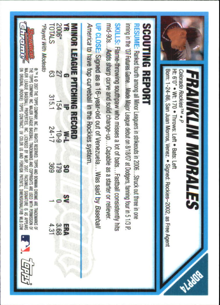 2007 Bowman Chrome Draft Baseball - Picture 262 of 360