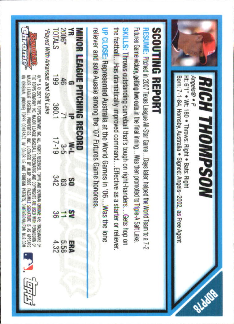 2007 Bowman Chrome Draft Baseball - Picture 268 of 360