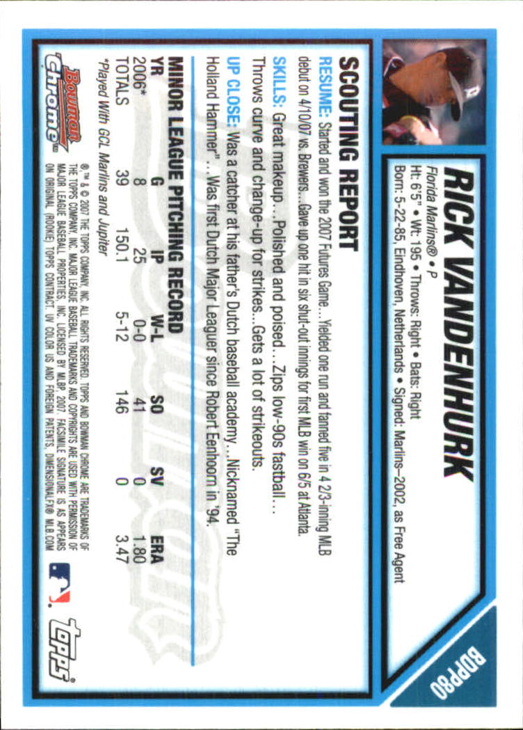 2007 Bowman Chrome Draft Baseball - Picture 272 of 360