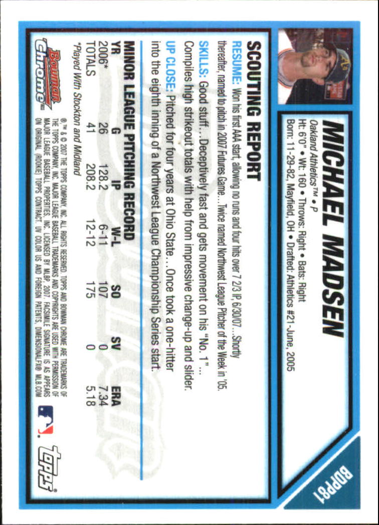 2007 Bowman Chrome Draft Baseball - Picture 274 of 360